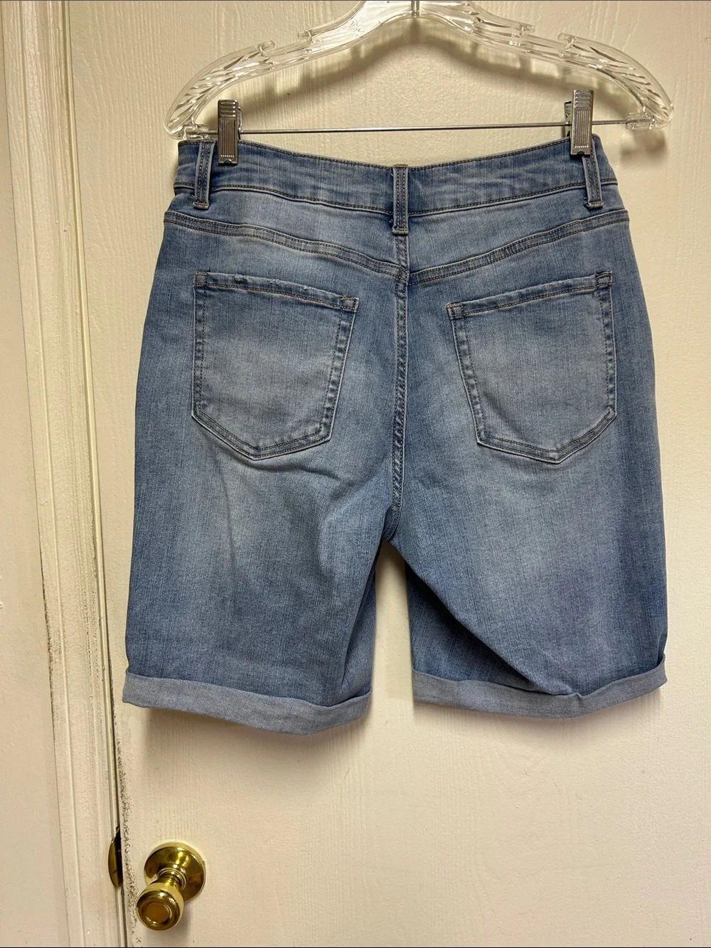 Time and Tru Light Blue Rolled Hem Bermuda Shorts